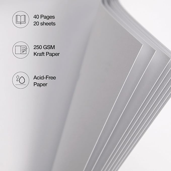 potricher 7 x 7 Inch DIY Scrapbook Album 40 Pages Hardcover Kraft Paper Scrap - Image 5