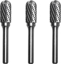 Carbide Burr Set 1/4" Shank SC-5 Die Grinder Bits Tungsten Double Cut Burr Bits (1/2" Cutter Dia X 1" Cutter Length) for Die Grinder Kits Metal Grinding Drilling Polishing (3pcs)