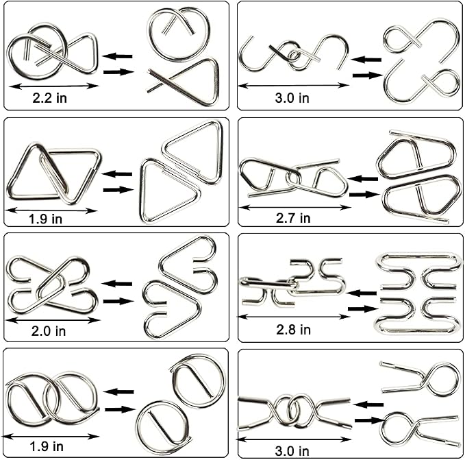 16 Pack Brain Teasers Puzzles for Kids & Adults, Brain Teasers Metal IQ Toys - Image 3
