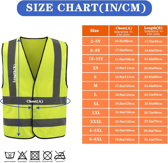AYKRM 12 colour High visibility viz vest hi vis viz reflective work construction safety vest (XS-8XL)