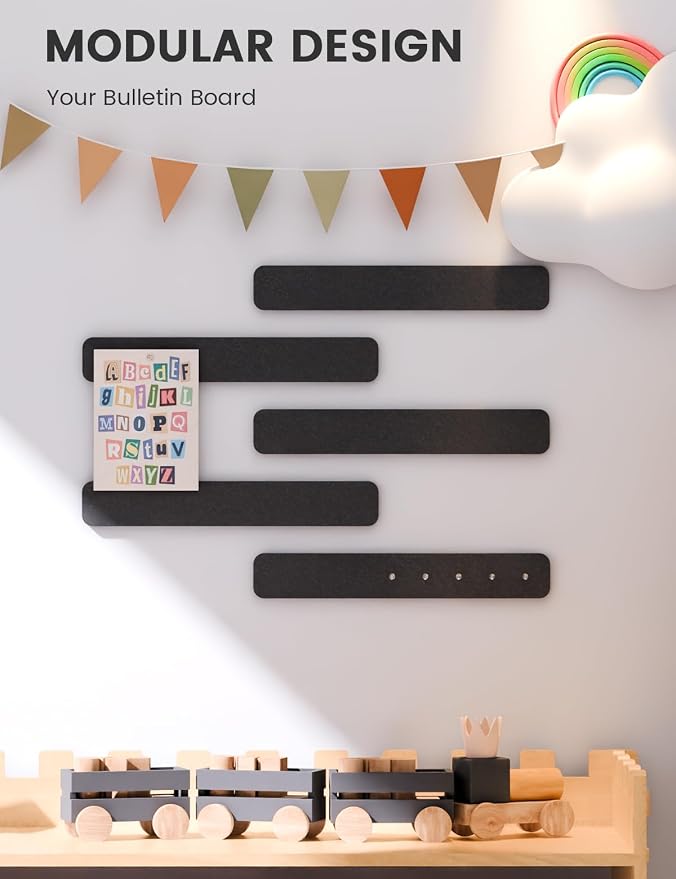 Fluxynara Cork Board Alternative Felt Strip Board 5-Pack 13"x2", Office Pin - Image 5