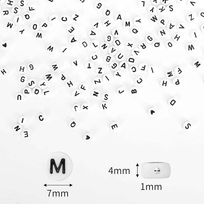 Quefe Alphabet Beads 1200Pcs Letter Beads, Acrylic 4x7mm Round Letter Beads Kits - Image 2