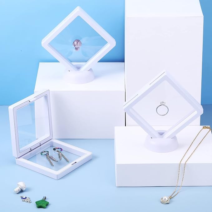 60 Pcs 3D Floating Display Case PE Film Jewelry Storage Box Coins Display Frame - Image 6