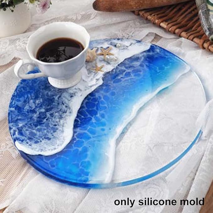 Round Silicone Molds, Shiny Silicone Tray Board Table Clock Mold - Image 5