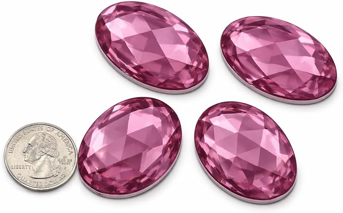 40x30mm Pink Rose Lite .RS72 Large Flat Back Oval Acrylic Rhinestones Cosplay by Allstarco