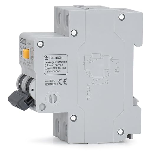 Ground Fault Circuit Breaker, 32 Amp 120V AC DIN Rail Mount Residual Current Circuit Breaker, Thermal-Magnetic Trip, Earth-Leakage Protection 30mA 1PN RCBO C32