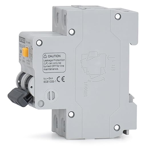 Ground Fault Circuit Breaker, 63 Amp 120V AC DIN Rail Mount Residual Current Circuit Breaker, Thermal-Magnetic Trip, Earth-Leakage Protection 30mA 1PN RCBO C63