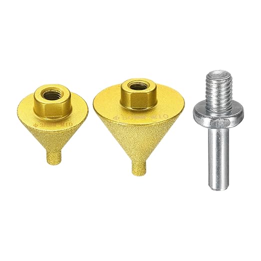 HARFINGTON Diamond Beveling Chamfer Bits Set 0-1.5" 0-2" Dia M14 Thread with Adapter, Countersink Drill Bit to Enlarge Holes for Porcelain Tile, Marble, Ceramic, Glass, Stones
