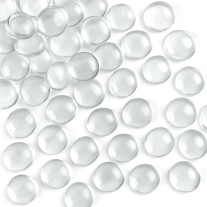 FUTUREPLUSX 1LB Clear Flat Glass Marbles, Vase Filler Glass Pebbles Floral by FuturePlusX