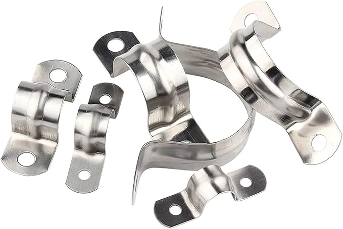 20 Pcs 2inch Rigid Pipe Strap,Two Hole Stainless Steel Strap U Bracket, Widened Tube Strap Tension Clip Assortment Kit Heavy Duty Pipe Clamp for Pipe Fixing（63mm）