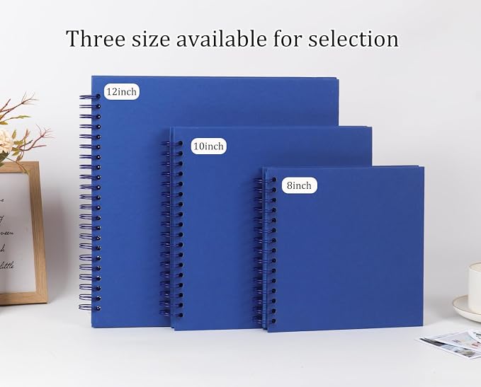 RECUTMS 10x10 Inch Scrapbook 60 Pages DIY Journal Album Kraft Paper Blue | - Image 6