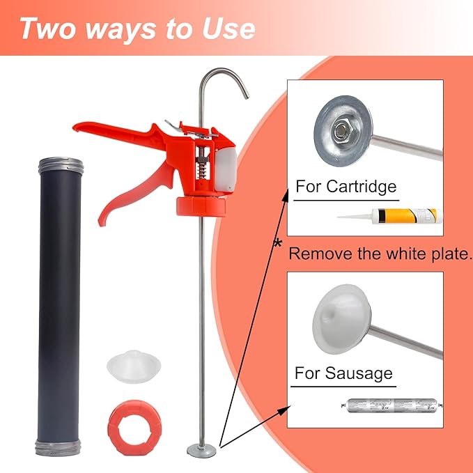 Sausage Caulking Gun Kit, 20 oz Sausage Foil Pack / 10 oz Cartridge Convertible, 30:1 Thrust Ratio Sausage Hand Caulk Guns, Silicone Gun for Sausage Sealants, Equipped with Sealant Finishing Tools.