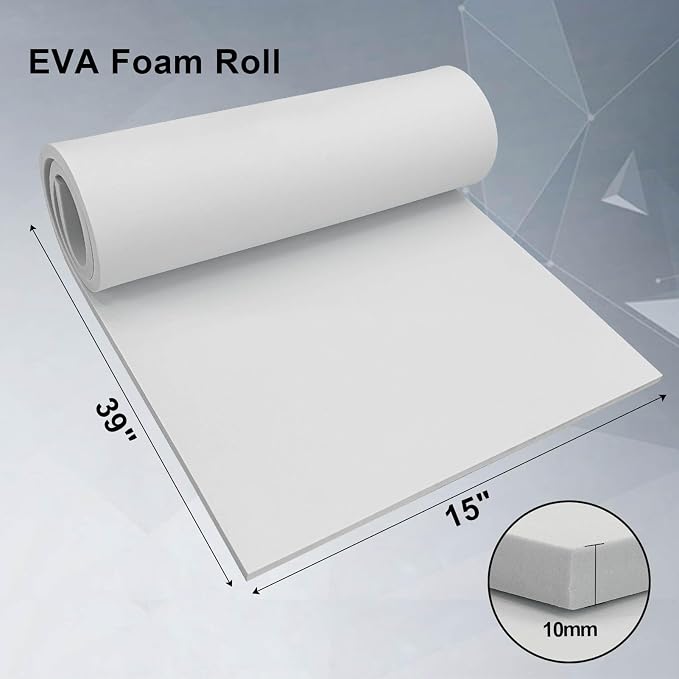 biguphate EVA Foam Roll - 10mm White Ultra High Density Craft Foam - 15 x 39 - Image 2