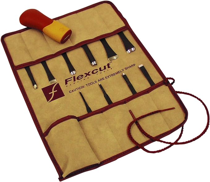 FLEXCUT Wood Carving Tools | 11 Piece Craft Carver Set | Includes 10 1095 High by Flexcut