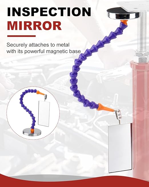 Inspection Mirrors Welding Mechanic Mirror with Magnetic Base Adjustable Arm Machine Tool for Technicians Auto Mechanics for Use in Confined Spaces