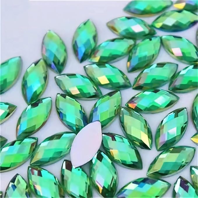 100 Pcs 15x7mm AB Colorful Jewels Gems Rhinestones by UYTRDVG