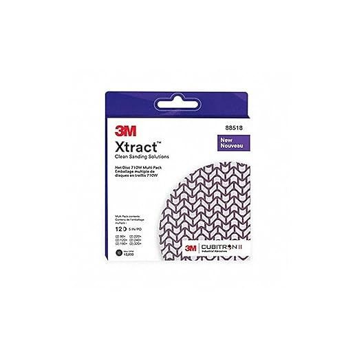 3M Xtract Net Disc 710W, 5 in, 12 Piece Multi-Pack Hook and Loop Sanding Discs, 80+, 120+, 180+, 220+, 240+, 320+, Virtually Dust-Free, Assorted Grades, 66584