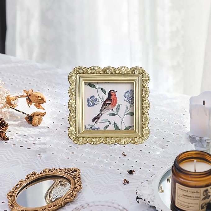 Vintage Picture Frames 3x3 Square Gold Antique Picture Frames - Image 5