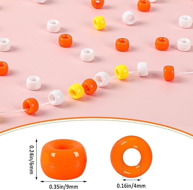 UPINS 1200Pcs Yellow Orange Pony Beads, Halloween Fall Autumn Color Beads - Image 2