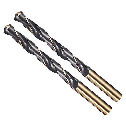 Drill Bit, 12mm Cutting Diameter, 4341 HSS Gold and Black 118° Cutting Angle Number Jobber Bits - (Applications: for Drilling Soft Metal Plastic Wood), 2-Pieces