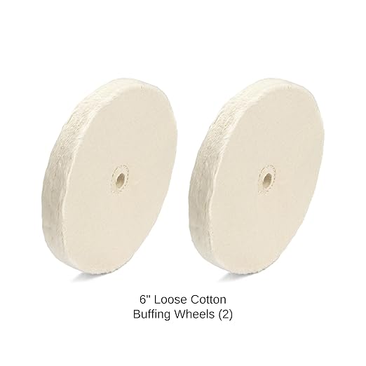 ENKAY - 6" Loose Cotton Buffing Wheels (2 Pack) for Polishing Metal and More, for Use with Polishing Compounds, Buffing Machines & Bench Grinders (40 Ply Each)