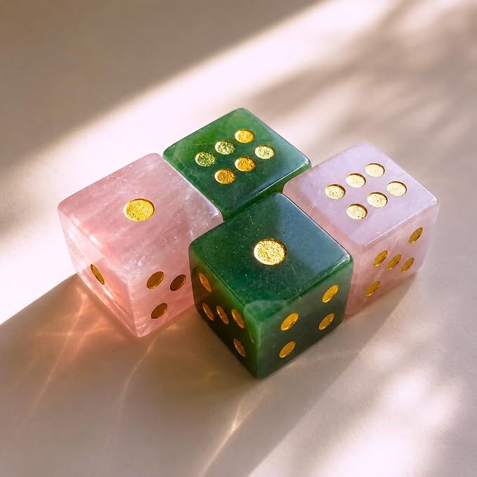 2PCS Crystal D6 Dice, 16mm Natural Gemstone Mahjong Dice Set Stone Dice - Image 3