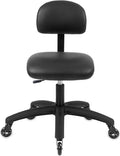 Chair Master FSS Series Square seat Medium (20"-28") seat Height Chair. Vinyl-for Office, Garage, Desk, Shop, Computer, Doctor, Medical, Easy to Clean! (Black, Medium, Rubber Roller Casters)