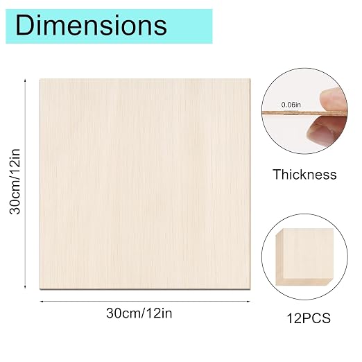 6 Pack Basswood Sheets 12x12 x 1/16 Inch Thin Plywood Balsa Wood Sheets - Image 2