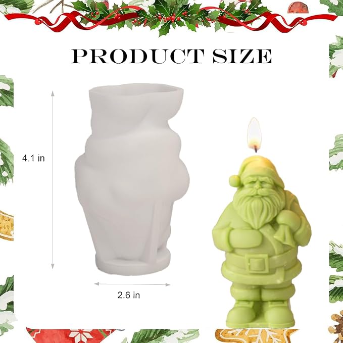 Christmas Candle Mold 3D Santa Claus Shaped Silicone Mold - Image 2