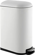 happimess HPM1009C Roland Mini 2.6-Gallon Step-Open Trash Can with Soft-Close Lid, Modern, Minimalistic, Fingerprint Proof for Home, Kitchen, Laundry Room, Office, Bedroom, Bathroom, White