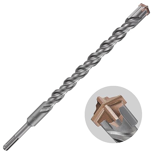 Concrete Drill Bit lengthening 1pcs 3/4" X 12"-10" Cross-Type Double Thread Carbide Material Suitable for Concrete, Brick, Cement Walls, Stone, Extra Long Hammer Drill Bits for Concrete