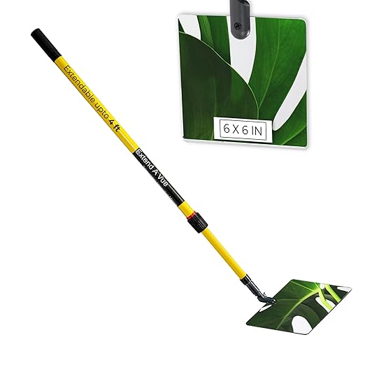 Telescoping Inspection Mirror - Standard Fiberglass, Lightweight & Durable, 2 ft - 4 ft Pole, 6 x 6 inch Acrylic Mirror