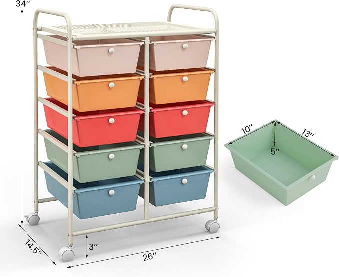 BECOMFORT 10-Drawer Rolling Cart - Image 3