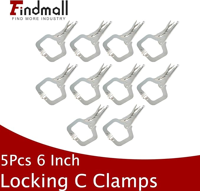 findmall 10Pcs 11 Inch Locking C Clamps with Swivel Pads Heavy Duty C-Type Locking Plier Table and Tool Vise Grip