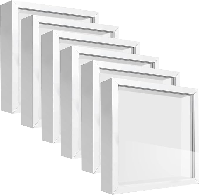 5x5 White Small Shadow Box Frame Display Case, Display Case Box by TOUYINGER