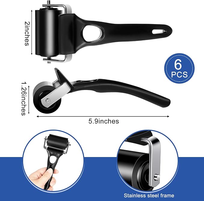 Frienda 6 Pack 2 Inch Rubber Brayer Rollers, Hard Rubber Rollers Tool - Image 2