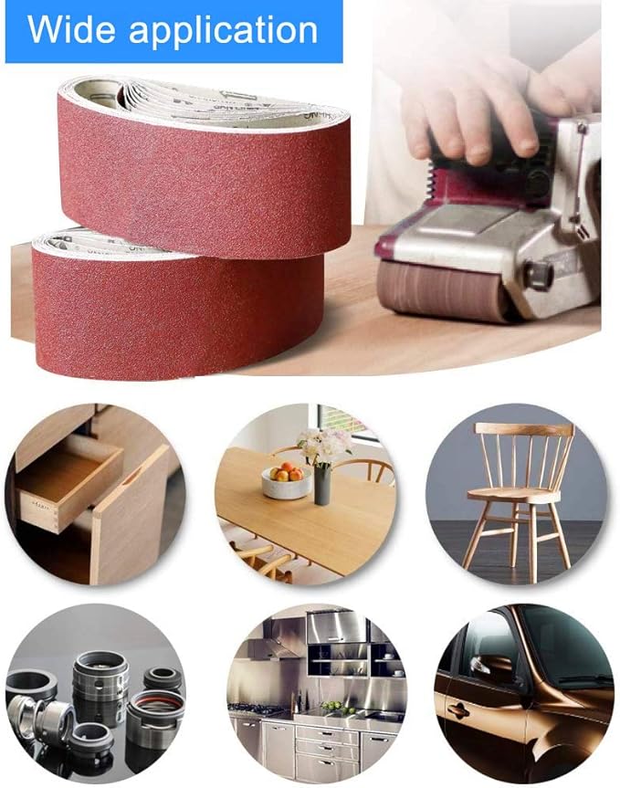 3x21 Sanding Belt, 80 Grit Aluminum Oxide Craftman Belt Sandpaper for Belt Sander 3 x 21,12 Pack (3x21 Inch,80 Grit)