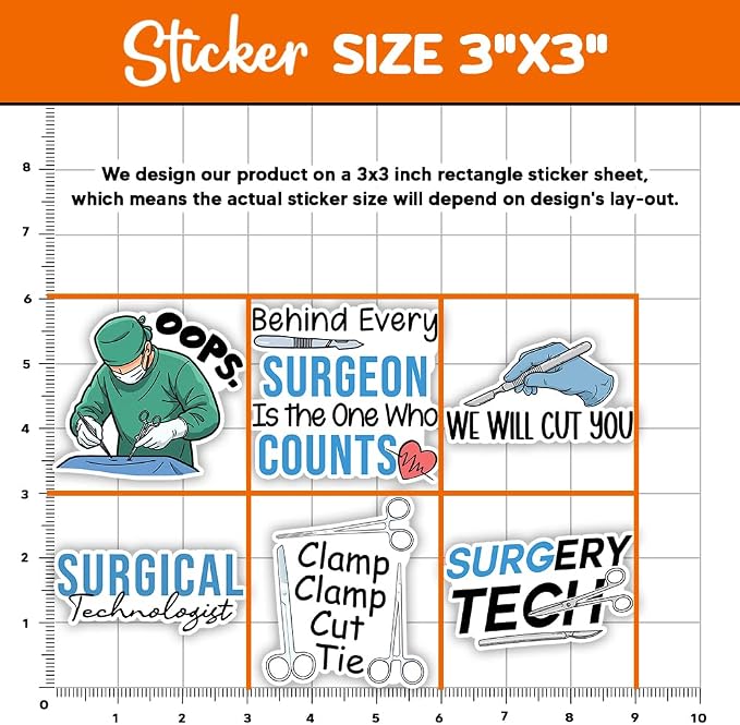 MAIANEY Surgical Tech Sticker Pack – Funny Medical Scrub Stickers - Image 4