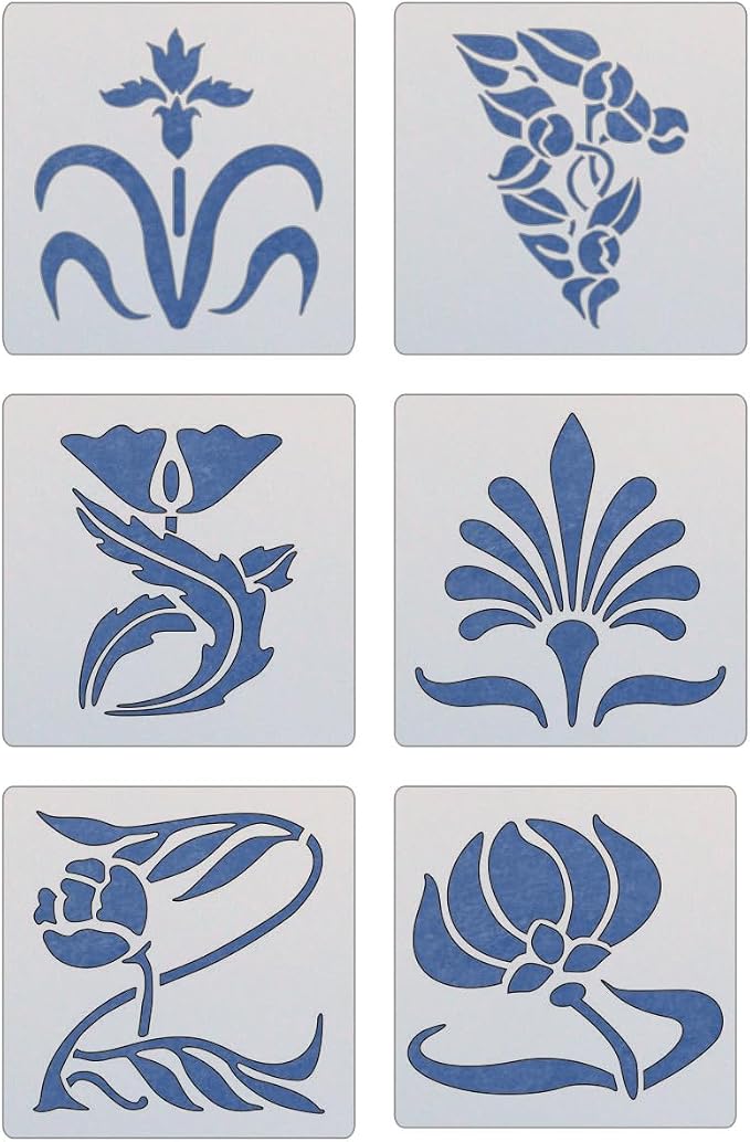 6 Piece Art Nouveau Stencil Set by TheArtfulStencil