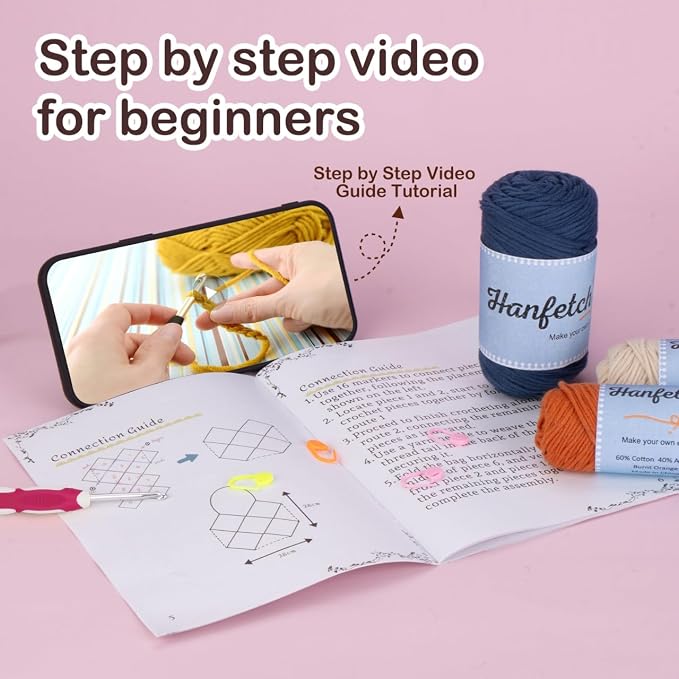 Hanfetch Crochet Kit for Advanced or Intermediate Beginner, Step by Step Video - Image 5