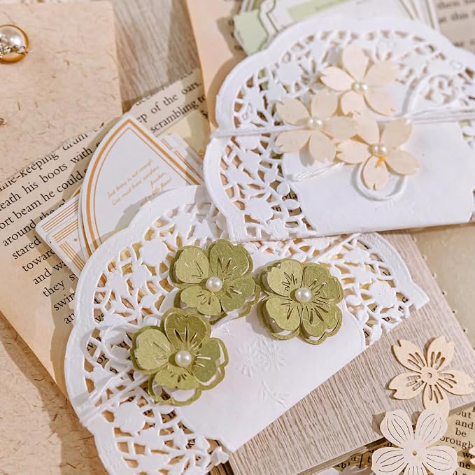 300pcs Scrapbook Paper Cutouts Lace Flowers Butterfly - Image 7
