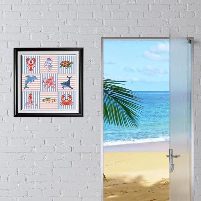 FREEBLOSS 11CT Cross Stitch Kits Striped Sea Animal Stamped Embroidery Kits - Image 6