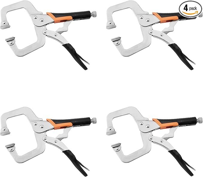 9-Inch C-Clamp Locking Pliers,Heavy Duty Vise Grip Welding Clamp With Swivel Pads for Woodworking,Home,Metalworking,Auto Repair(4 Pack)