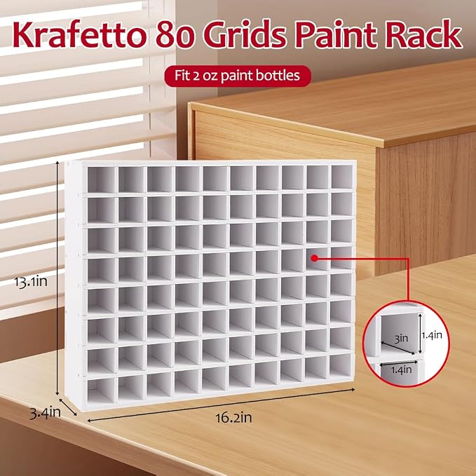 80 Grids Paint Organizer, Wall Mountable Craft Paint Storage Rack, Paint Bottle - Image 3