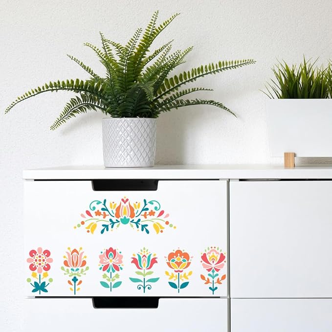 2Pcs Flower Polish Folk Art Stencils - Image 7