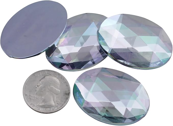 40x30mm Crystal AB H702 Large Flat Back Oval Acrylic Rhinestones Cosplay by Allstarco