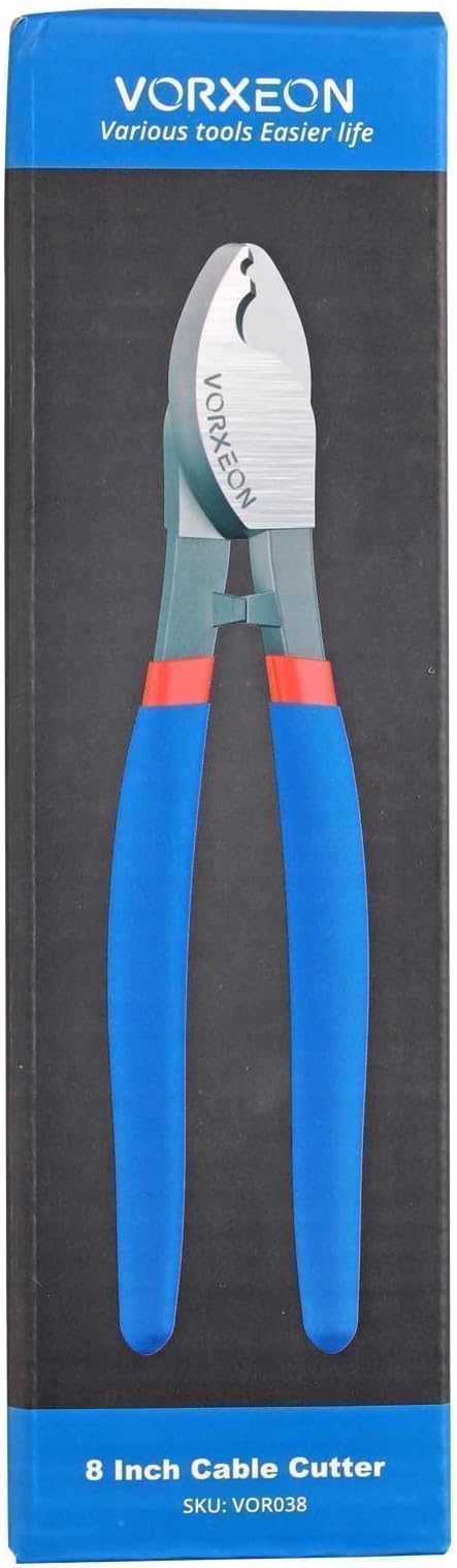 Wire Cutters Pliers 8-Inche Cable Cutter High Leverage Cutters for Aluminum, Copper, Communications and Ethernet Cable