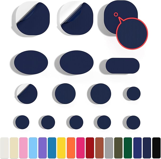 45PCS Nylon Repair Patch Self-Adhesive Pre-Cut Fabric Patch Down Jacket Repair Patches for Puffer Jackets Tenacious Tape Polyester Waterproof Lightweight Tent Repair Patch for Clothes Bag (Navy)