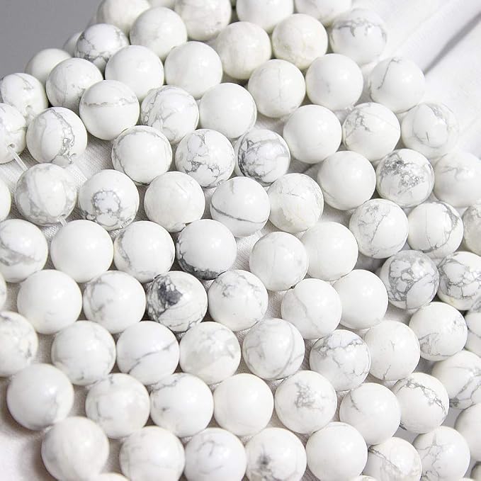 MJDCB AAAA Natural Stone Beads White Howlite Turquoise Round Loose Beads - Image 5