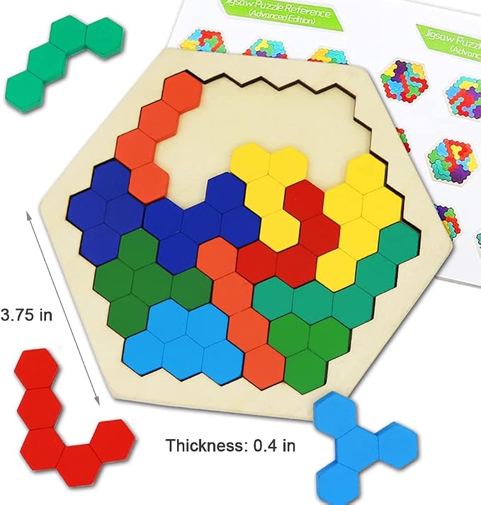 2 Pack Wooden Russian Blocks Puzzle + Hexagon Puzzles - Image 5